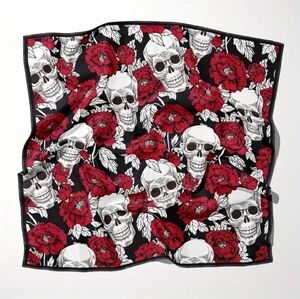 Skull and roses scarf Neckerchief head accessories floral skulls